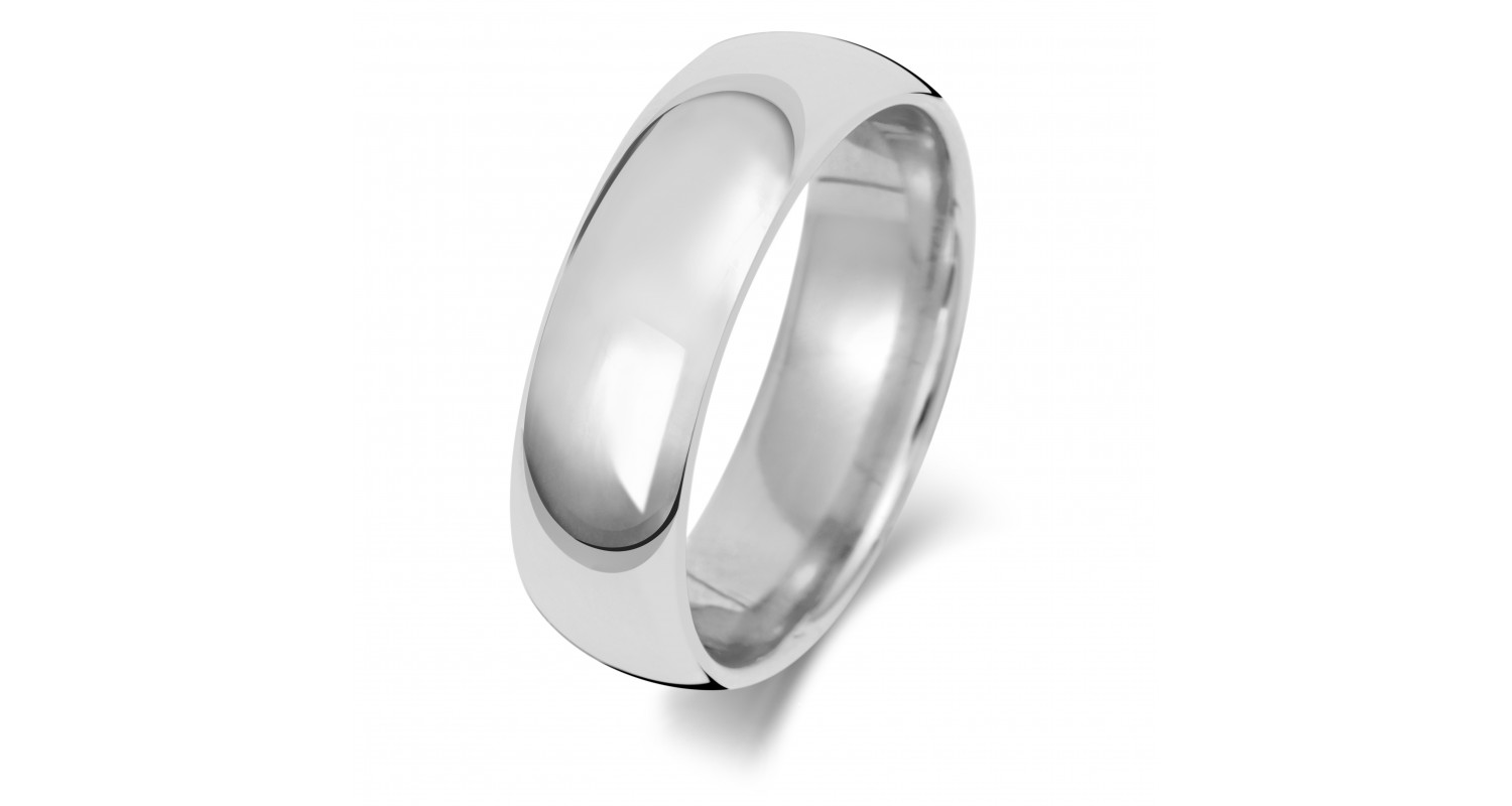 9ct White Gold Court 6mm Heavyweight Band